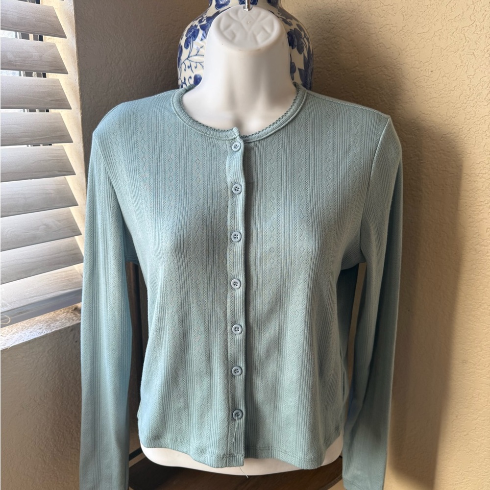 Chic Blue Button-Up Cardigan